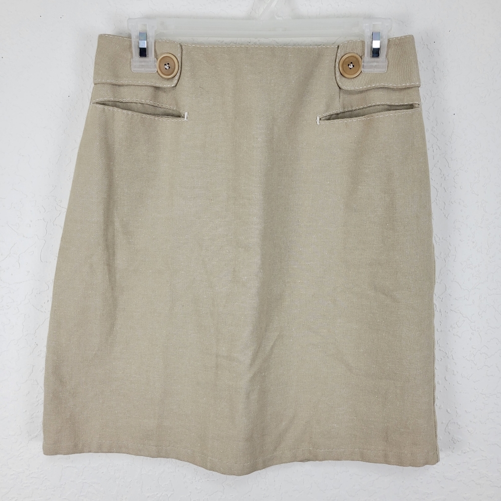 Max Studio Khaki Linen Blend Pocket Skirt 4